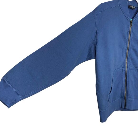 American Giant Jacket Mens M Blue Fleece Bomber Full Zip Heavy Pockets NEW - Picture 9 of 13